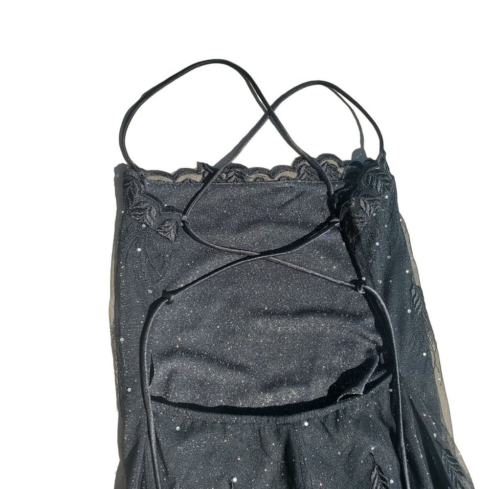 90s/Y2K Vintage Black Lace Up Back Maxi Dress - Picture 12 of 13